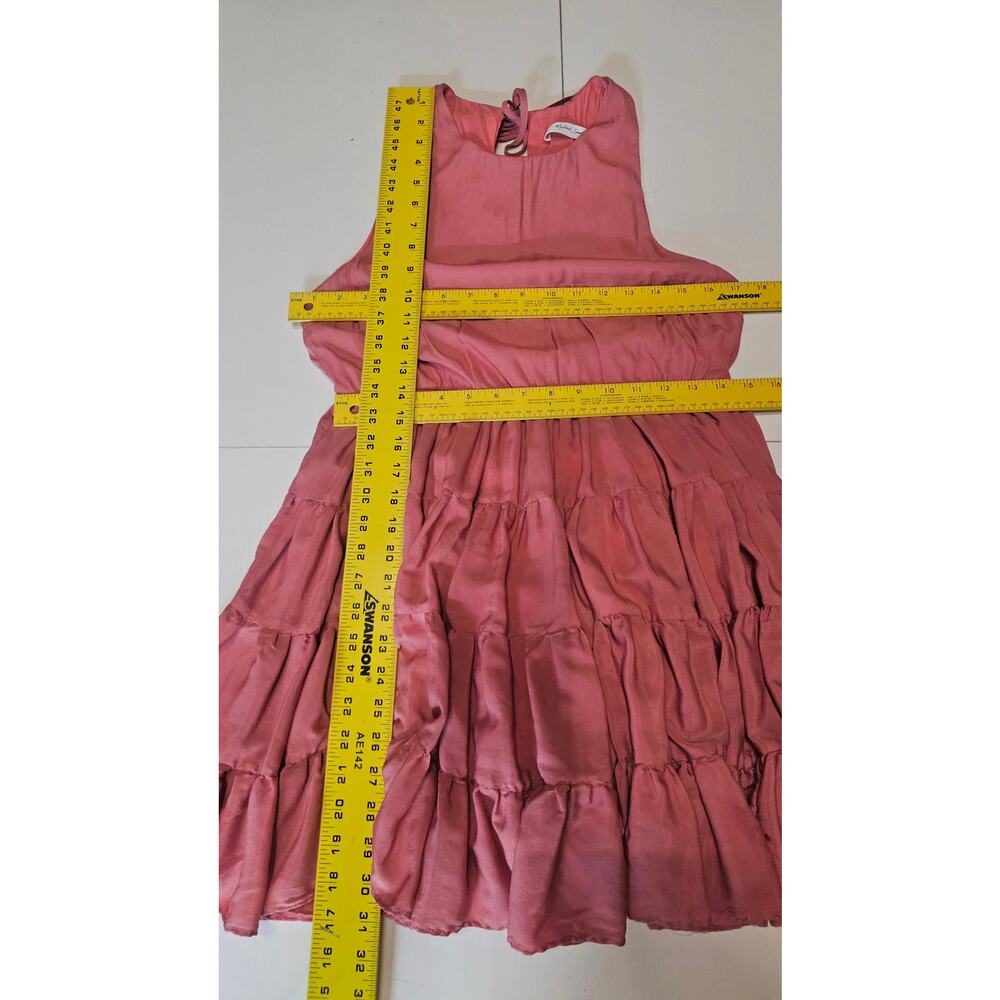 Mustrad Seeds Tiered Short Dress Beachy A-line Coral Pink Women's M 4083 - Picture 8 of 11